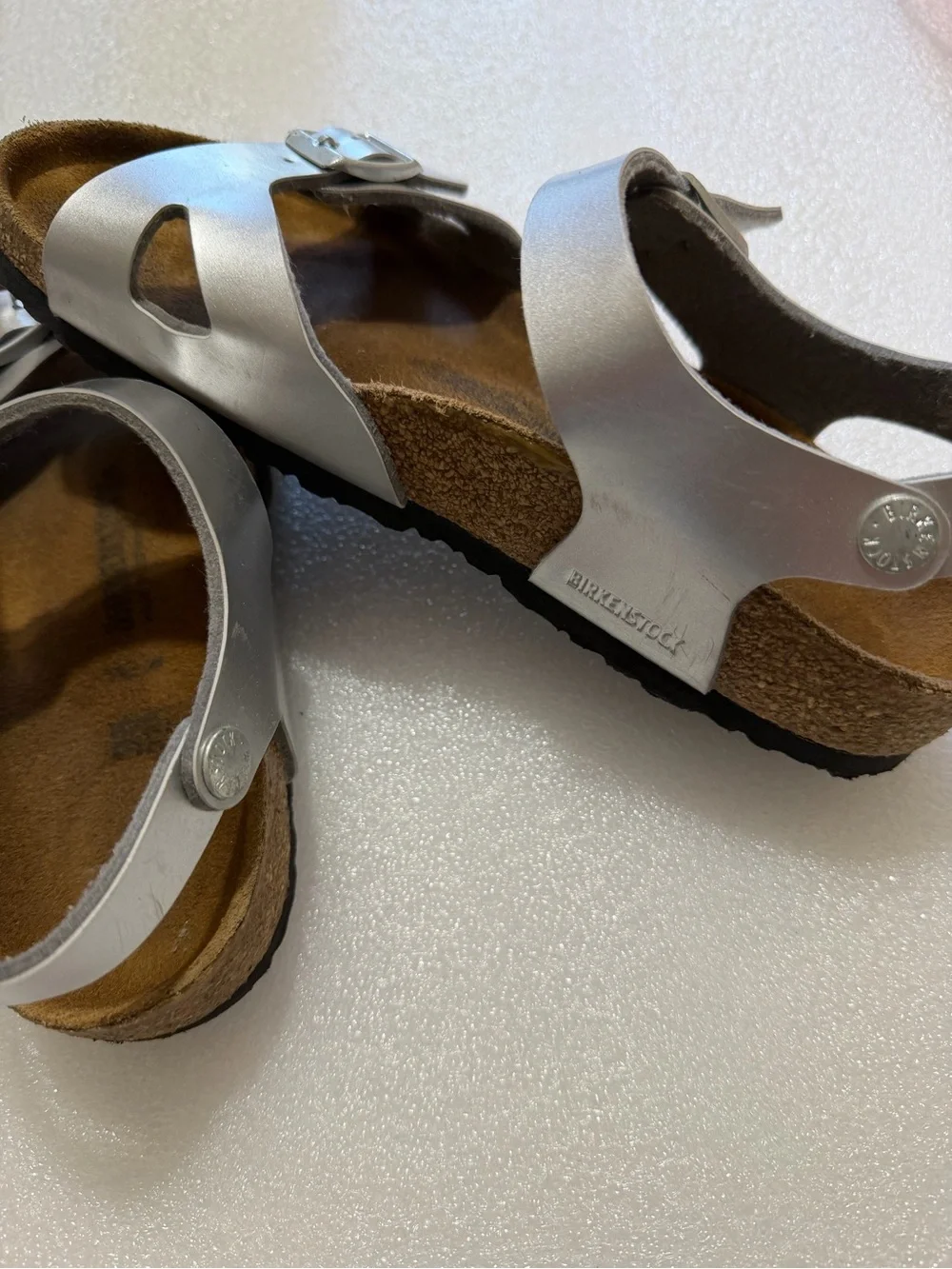 Birkenstock Kids Silver Metallic Two-Buckle Sandals